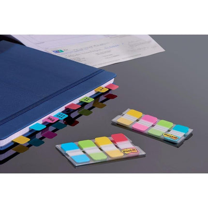 Post-it® Index Strong Ablagetabs, Mini, Gelb, Rot, Blau und Grün, 15.8 mm x 38.1 mm, 40 Haftstreifen/Spender, 1 Spender/Packung | 1 Stück