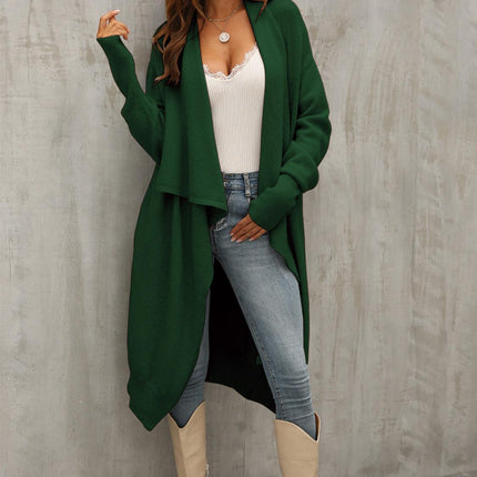 Dark Green Chunky Pleat Oversized Cardigan