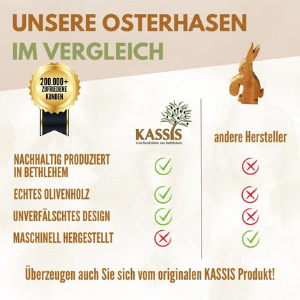 Osterhase mit Ei aus Olivenholz mit Rinde | Liebevolle Tischdeko & Osterdeko für Frühling und Ostern