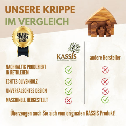 Weihnachtsdeko Krippe Puzzle ohne Rinde aus Olivenholz