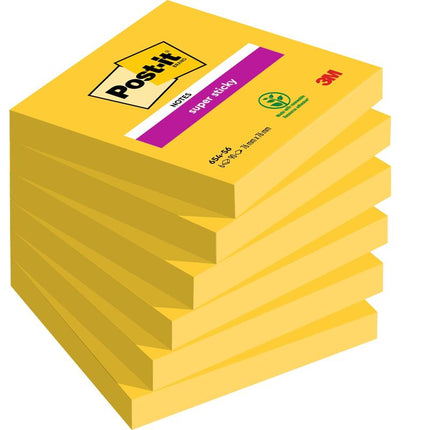 Post-it® Notes, Gelb, 76 mm x 76 mm, 90 Blatt/Block, 6 Blöcke/Packung, 100% PEFC, SGSCH-PEFC-COC-110078 | 1 Stück