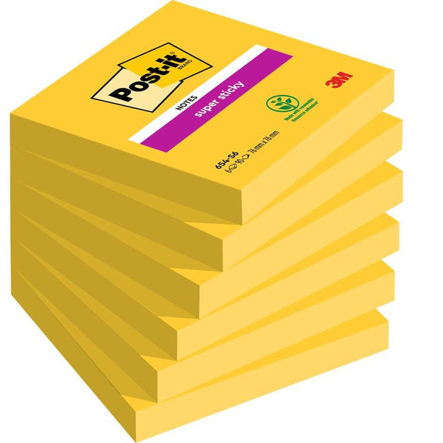 Post-it® Notes, Gelb, 76 mm x 76 mm, 90 Blatt/Block, 6 Blöcke/Packung, 100% PEFC, SGSCH-PEFC-COC-110078 | 1 Stück