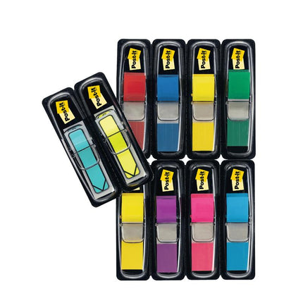Post-it® Index Haftstreifen, Mini, Verschiedene Farben, 11.9 mm x 43.2 mm, Promotion  + Post-it® Index Pfeile, Blau und Gelb, 11.9 mm x 43.2 mm, 8 Spender + 4 Gratis/Packung | Packung (1 Stück)