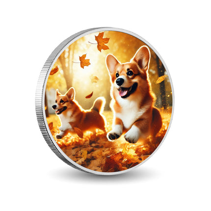 Autumn Tails: Joy in the Leaves 1oz Coin