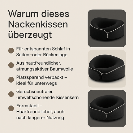 Nackenkissen für erholsamen Schlaf nach der Haartransplantation – kompakt, komfortabel & ideal für Reisen
