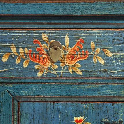 Vintage Asia Orientalische Kommode Sideboard Schrank Blau-Orange - Art. 34372-1