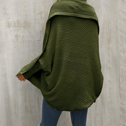 Olive Green Chunky Pleat Oversized Cardigan