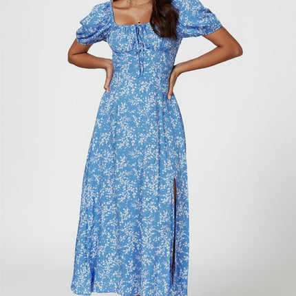 Floral Print Maxi Dress In Blue