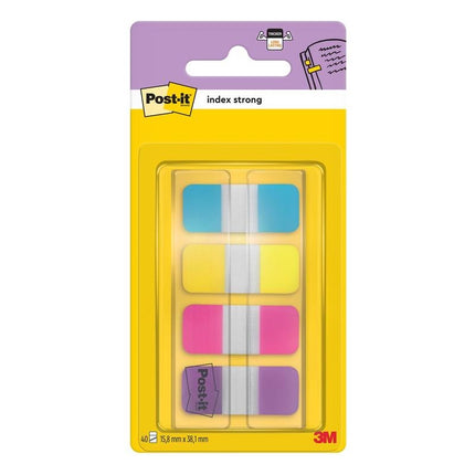 Post-it® Index Strong Ablagetabs, Mini, Blau, Violett, Rosa und Gelb, 15.8 mm x 38.1 mm, 40 Haftstreifen/Spender, 1 Spender/Packung | 1 Stück
