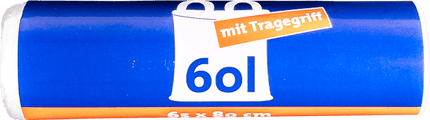 SEO. 60L Müllbeutel mit Tragegriff - Transparent - Reißfest & Flüssigkeitsdicht - 1 Linkreich