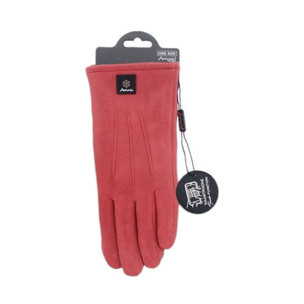Gefütterte Winter Damen Handschuhe » Winterhandschuhe mit Teddy Innenfutter » Fingerhandschuhe mit drei Streifen auf Handrücken | Touchfunktion