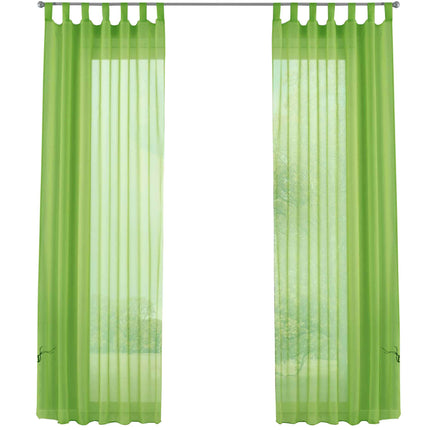 2er-Pack Gardinen Transparent Vorhang Set Wohnzimmer Voile Schlaufenschal mit Bleibandabschluß 61000CN