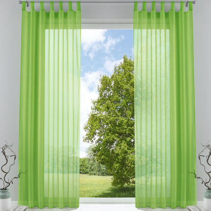 2er-Pack Gardinen Transparent Vorhang Set Wohnzimmer Voile Schlaufenschal mit Bleibandabschluß 61000CN