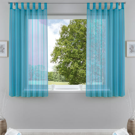 2er-Pack Gardinen Transparent Vorhang Set Wohnzimmer Voile Schlaufenschal mit Bleibandabschluß 61000CN