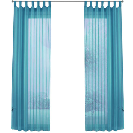 2er-Pack Gardinen Transparent Vorhang Set Wohnzimmer Voile Schlaufenschal mit Bleibandabschluß 61000CN
