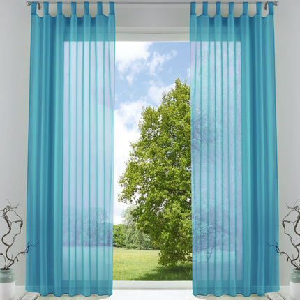 2er-Pack Gardinen Transparent Vorhang Set Wohnzimmer Voile Schlaufenschal mit Bleibandabschluß 61000CN