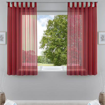 2er-Pack Gardinen Transparent Vorhang Set Wohnzimmer Voile Schlaufenschal mit Bleibandabschluß 61000CN