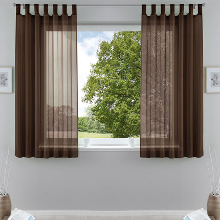 2er-Pack Gardinen Transparent Vorhang Set Wohnzimmer Voile Schlaufenschal mit Bleibandabschluß 61000CN