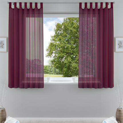 2er-Pack Gardinen Transparent Vorhang Set Wohnzimmer Voile Schlaufenschal mit Bleibandabschluß 61000CN