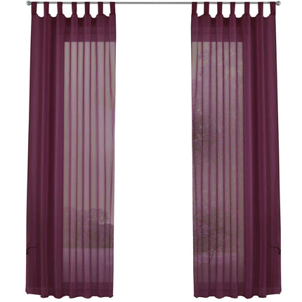 2er-Pack Gardinen Transparent Vorhang Set Wohnzimmer Voile Schlaufenschal mit Bleibandabschluß 61000CN