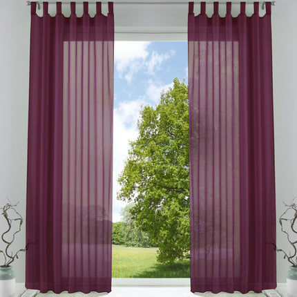2er-Pack Gardinen Transparent Vorhang Set Wohnzimmer Voile Schlaufenschal mit Bleibandabschluß 61000CN