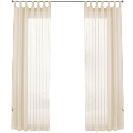 2er-Pack Gardinen Transparent Vorhang Set Wohnzimmer Voile Schlaufenschal mit Bleibandabschluß 61000CN