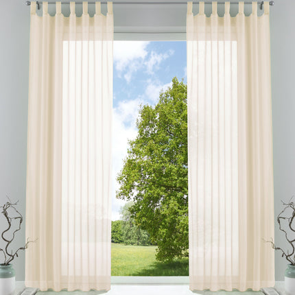 2er-Pack Gardinen Transparent Vorhang Set Wohnzimmer Voile Schlaufenschal mit Bleibandabschluß 61000CN