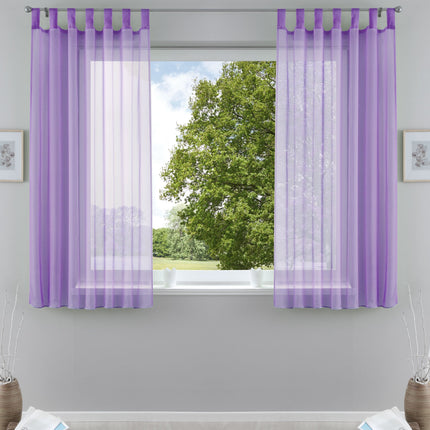 2er-Pack Gardinen Transparent Vorhang Set Wohnzimmer Voile Schlaufenschal mit Bleibandabschluß 61000CN