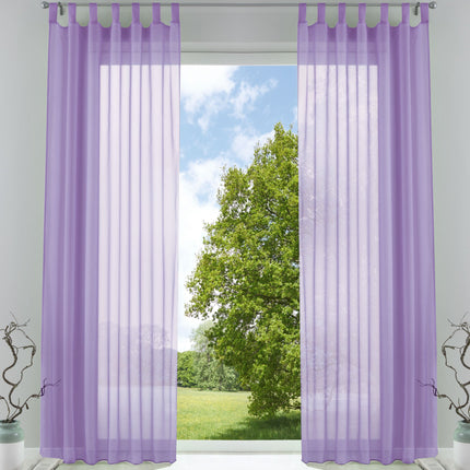 2er-Pack Gardinen Transparent Vorhang Set Wohnzimmer Voile Schlaufenschal mit Bleibandabschluß 61000CN