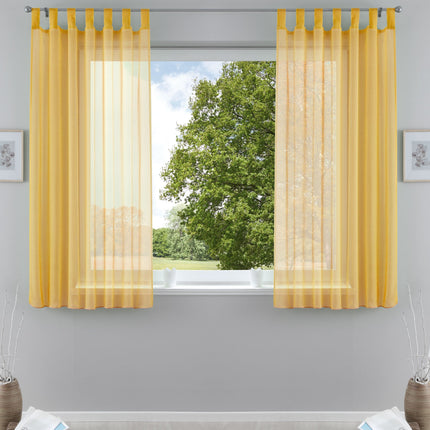 2er-Pack Gardinen Transparent Vorhang Set Wohnzimmer Voile Schlaufenschal mit Bleibandabschluß 61000CN
