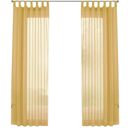 2er-Pack Gardinen Transparent Vorhang Set Wohnzimmer Voile Schlaufenschal mit Bleibandabschluß 61000CN