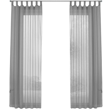 2er-Pack Gardinen Transparent Vorhang Set Wohnzimmer Voile Schlaufenschal mit Bleibandabschluß 61000CN