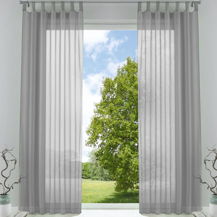 2er-Pack Gardinen Transparent Vorhang Set Wohnzimmer Voile Schlaufenschal mit Bleibandabschluß 61000CN