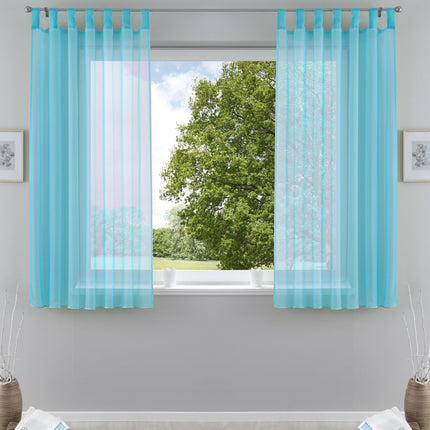 2er-Pack Gardinen Transparent Vorhang Set Wohnzimmer Voile Schlaufenschal mit Bleibandabschluß 61000CN