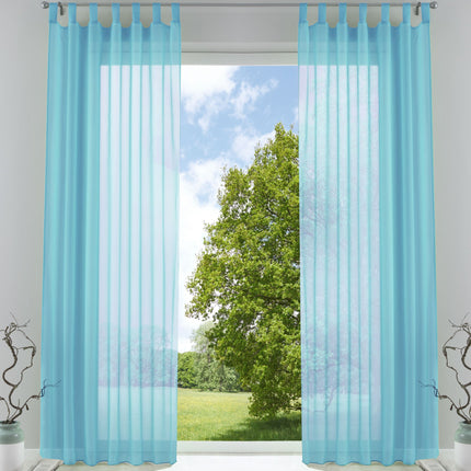 2er-Pack Gardinen Transparent Vorhang Set Wohnzimmer Voile Schlaufenschal mit Bleibandabschluß 61000CN