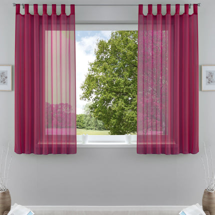 2er-Pack Gardinen Transparent Vorhang Set Wohnzimmer Voile Schlaufenschal mit Bleibandabschluß 61000CN