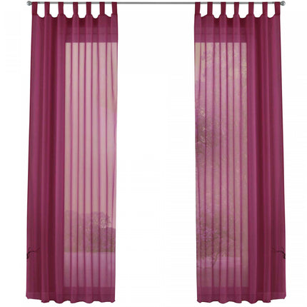 2er-Pack Gardinen Transparent Vorhang Set Wohnzimmer Voile Schlaufenschal mit Bleibandabschluß 61000CN