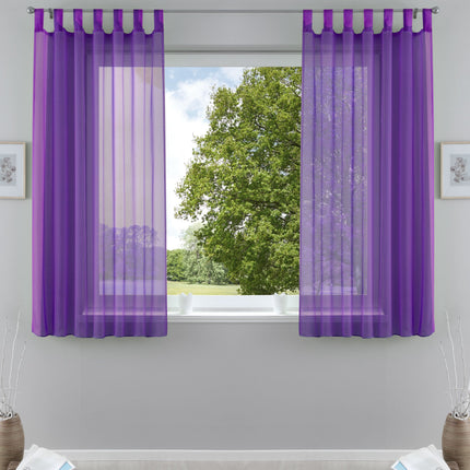 2er-Pack Gardinen Transparent Vorhang Set Wohnzimmer Voile Schlaufenschal mit Bleibandabschluß 61000CN