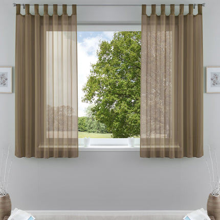 2er-Pack Gardinen Transparent Vorhang Set Wohnzimmer Voile Schlaufenschal mit Bleibandabschluß 61000CN