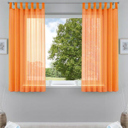 2er-Pack Gardinen Transparent Vorhang Set Wohnzimmer Voile Schlaufenschal mit Bleibandabschluß 61000CN