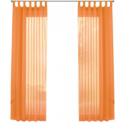 2er-Pack Gardinen Transparent Vorhang Set Wohnzimmer Voile Schlaufenschal mit Bleibandabschluß 61000CN