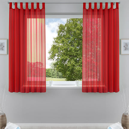 2er-Pack Gardinen Transparent Vorhang Set Wohnzimmer Voile Schlaufenschal mit Bleibandabschluß 61000CN