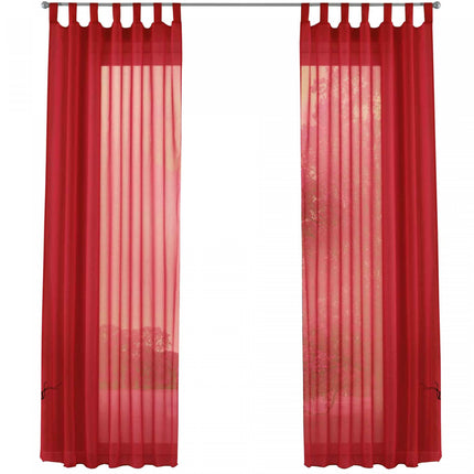 2er-Pack Gardinen Transparent Vorhang Set Wohnzimmer Voile Schlaufenschal mit Bleibandabschluß 61000CN