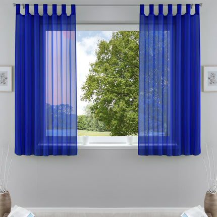 2er-Pack Gardinen Transparent Vorhang Set Wohnzimmer Voile Schlaufenschal mit Bleibandabschluß 61000CN