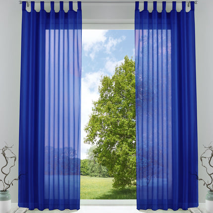 2er-Pack Gardinen Transparent Vorhang Set Wohnzimmer Voile Schlaufenschal mit Bleibandabschluß 61000CN