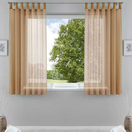 2er-Pack Gardinen Transparent Vorhang Set Wohnzimmer Voile Schlaufenschal mit Bleibandabschluß 61000CN