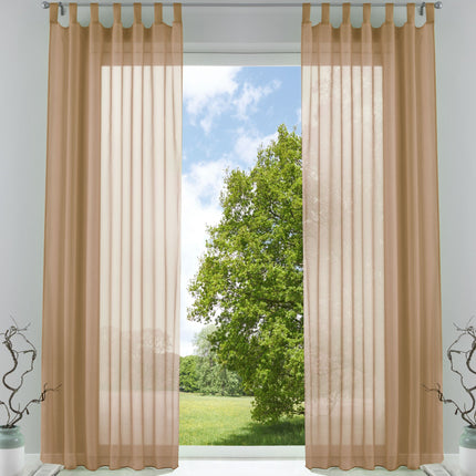 2er-Pack Gardinen Transparent Vorhang Set Wohnzimmer Voile Schlaufenschal mit Bleibandabschluß 61000CN