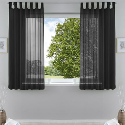 2er-Pack Gardinen Transparent Vorhang Set Wohnzimmer Voile Schlaufenschal mit Bleibandabschluß 61000CN