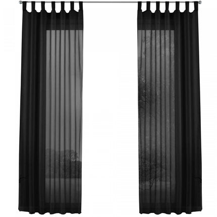 2er-Pack Gardinen Transparent Vorhang Set Wohnzimmer Voile Schlaufenschal mit Bleibandabschluß 61000CN