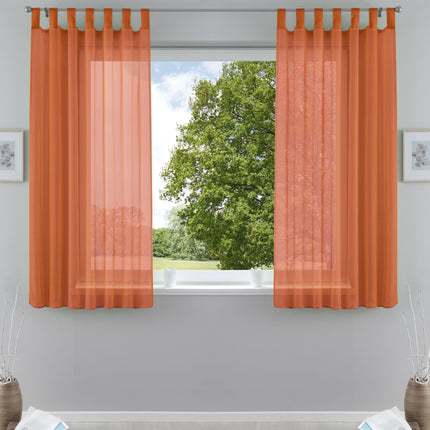 2er-Pack Gardinen Transparent Vorhang Set Wohnzimmer Voile Schlaufenschal mit Bleibandabschluß 61000CN